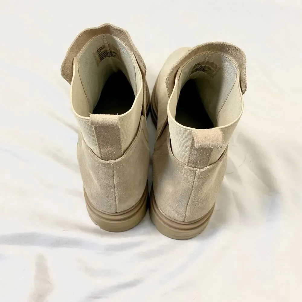 Steve Madden Moira Chunky Boho Suede Tan Cream Lug Sole Ankle Boots US 9 - Picture 7 of 8